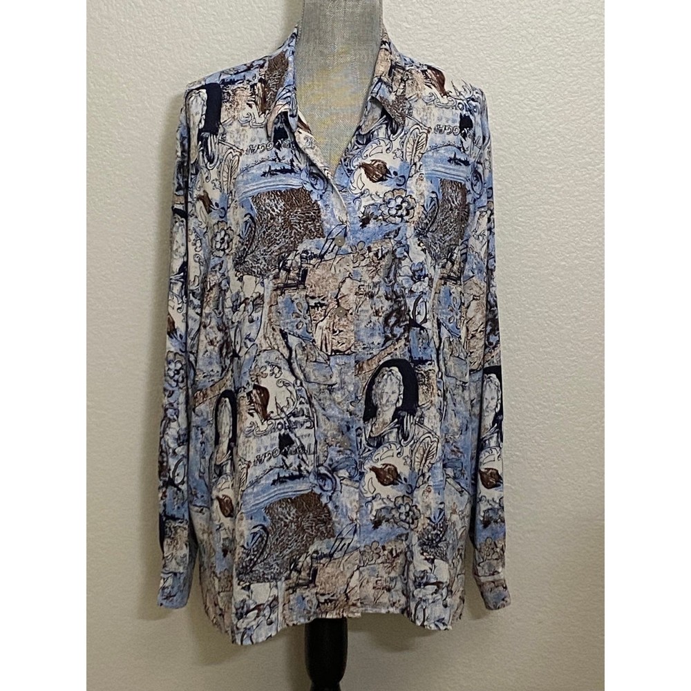 Dress Barn Woman Vintage button up V neck collared Plus size Blouse 3X